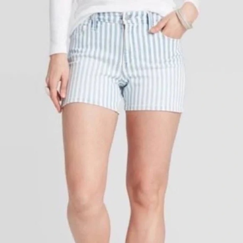 J Brand Blue Pinstripe Denim Shorts - Size 28